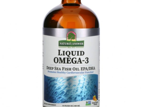Nature's Answer, жидкая форма омега-3, ЭПК и ДГК из жира глубоководных рыб, аромат апельсина, 480 мл (16 жидк. унций)