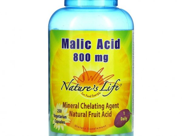 Nature's Life, Яблочная кислота, 800 мг, 250 растительных капсул