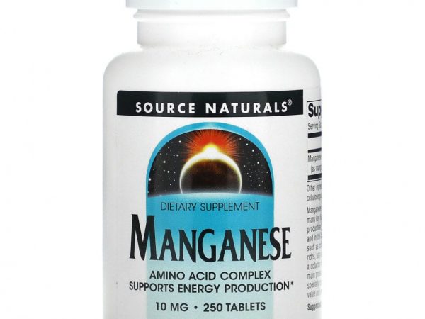 Source Naturals, марганец, 10 мг, 250 таблеток