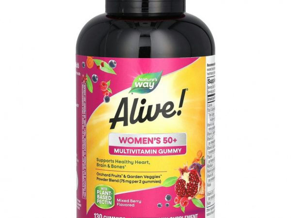 Nature's Way, Alive! мультивитамины для женщин от 50 лет, ягодный микс, 130 жевательных таблеток