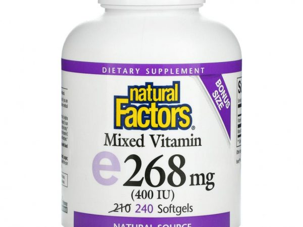 Natural Factors, Витамин Е, 400 МЕ, 240 мягких желатиновых капсул
