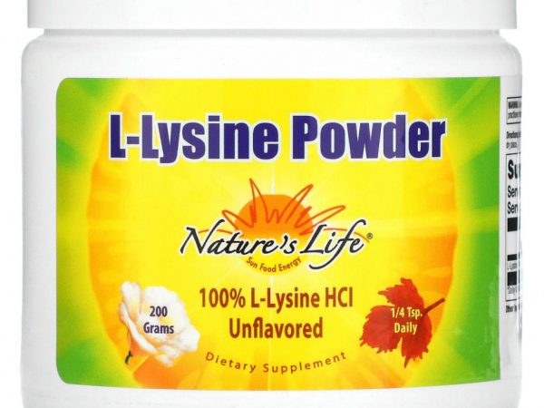 Nature's Life, L-Lysine в порошке, без вкусовых добавок, 200 г