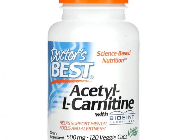 Doctor's Best, ацетил L-карнитин с карнитинами Biosint, 500 мг, 120 вегетарианских капсул