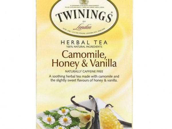 Twinings, травяной чай, ромашка, мед и ваниль, без кофеина, 20 чайных пакетиков в индивидуальной упаковке, 32 г (1,13 унции)