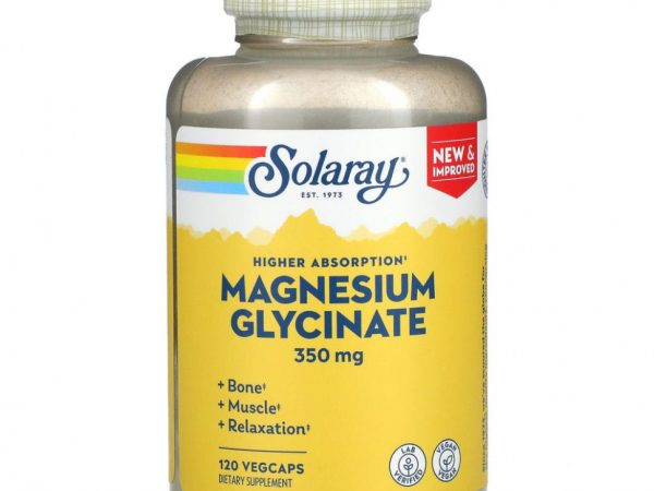 Solaray, Глицинат магния с высокой усвояемостью, 350 мг, 120 вегетарианских капсул