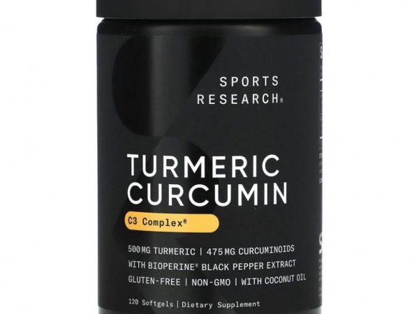 Sports Research, Куркумин из куркумы, C3 Complex, 500 мг, 120 мягких таблеток