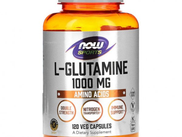 NOW Foods, L-глутамин, двойной концентрации, 1000 мг, 120 растительных капсул