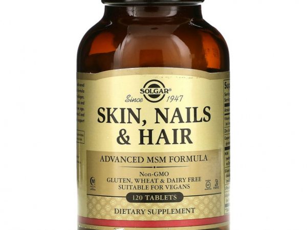 Solgar, кожа, ногти и волосы, улучшенная формула с МСМ, 120 таблеток