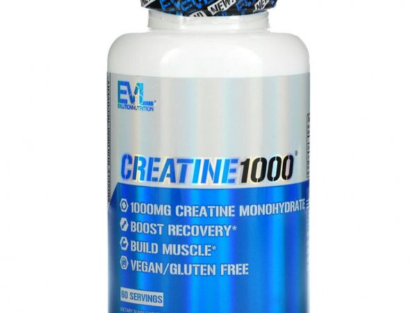 EVLution Nutrition, Creatine1000, креатин, 500 мг, 120 растительных капсул
