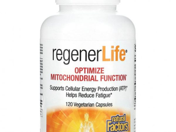 Natural Factors, RegenerLife, оптимизация функции митохондрий, 120 вегетарианских капсул