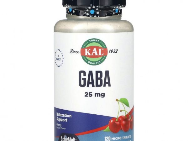 KAL, ГАМК, с вишневым вкусом, 25 мг, 120 микротаблеток