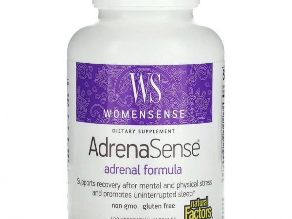 Natural Factors, WomenSense, AdrenaSense, формула для надпочечников, 120 вегетарианских капсул