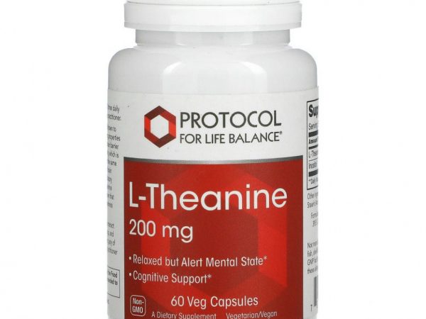 Protocol for Life Balance, L-теанин, 200 мг, 60 растительных капсул