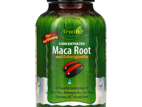 Irwin Naturals, Концентрированный корень маки и ашваганда, 75 мягких капсул с жидким наполнителем
