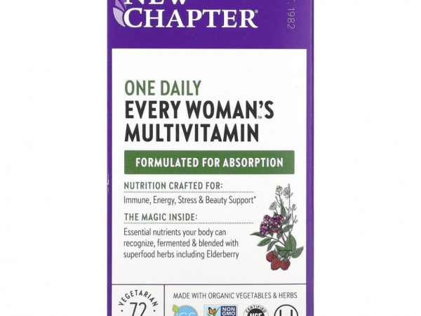 New Chapter, One Daily Every Woman's, мультивитамины для женщин, 72 вегетарианские таблетки