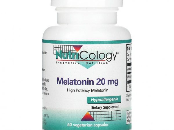 Nutricology, Мелатонин, 20 мг, 60 вегетарианских капсул