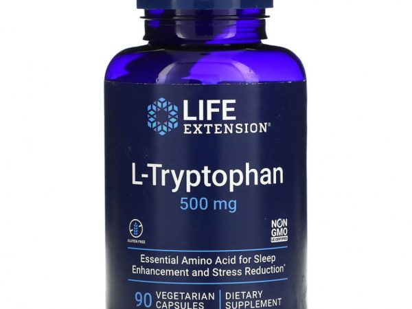 Life Extension, L-триптофан, 500 мг, 90 вегетарианских капсул