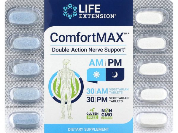 Life Extension, ComfortMAX, поддержка нервной системы двойного действия, для приема утром и вечером, 60 вегетарианских таблеток
