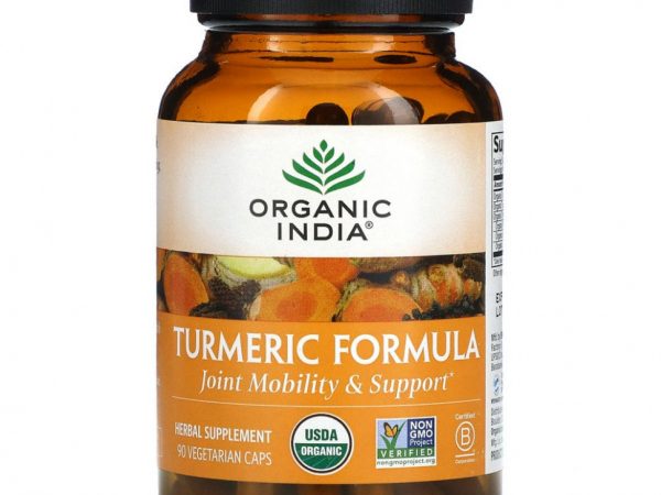 Organic India, Turmeric Formula, куркума, поддержка подвижности и здоровья суставов, 90 растительных капсул