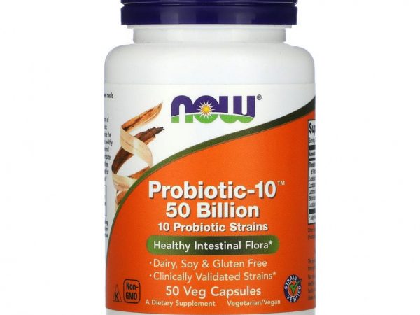 NOW Foods, Probiotic-10, 50 млрд, 50 вегетарианских капсул
