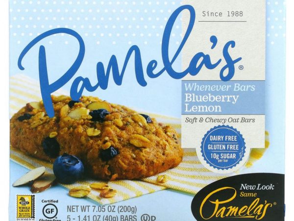 Pamela's Products, Wheever Bars, овес, черника и лимон, 5 батончиков, 40 г (1,41 унции) каждый