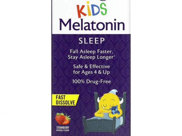 Natrol, Kids, мелатонин, для детей от 4 лет, клубничный вкус, 40 таблеток
