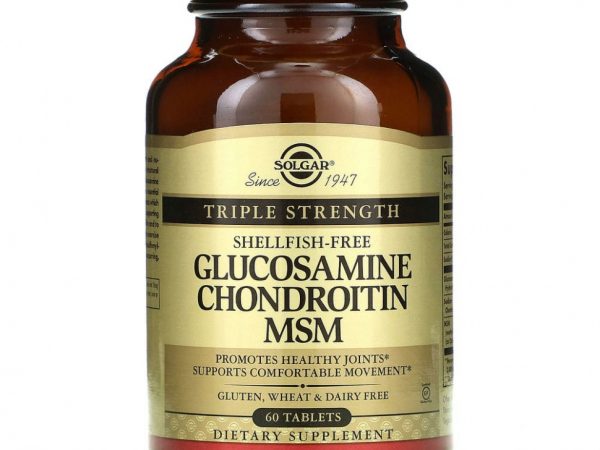 Solgar, Глюкозамин хондроитин МСМ, тройная сила, 60 таблеток