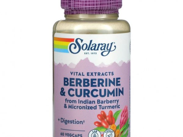 Solaray, Берберин и экстракты корня куркумина, 60 растительных капсул