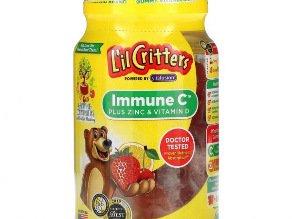 L'il Critters, Immune C, витамин С с цинком и витамином D, 60 жевательных таблеток