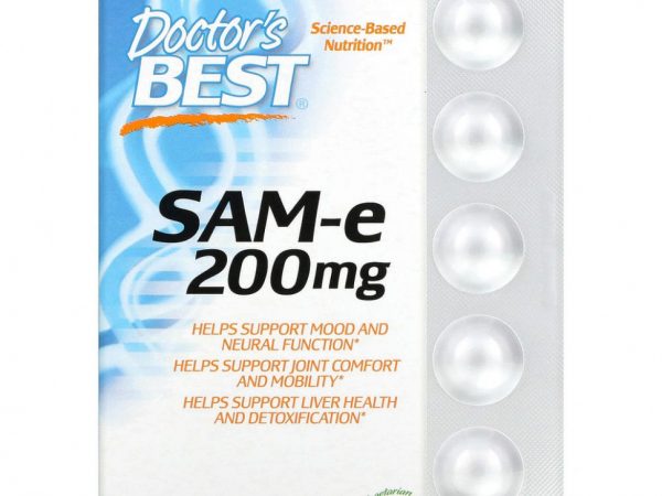Doctor's Best, SAM-e, 200 мг, 60 таблеток, покрытых кишечнорастворимой оболочкой