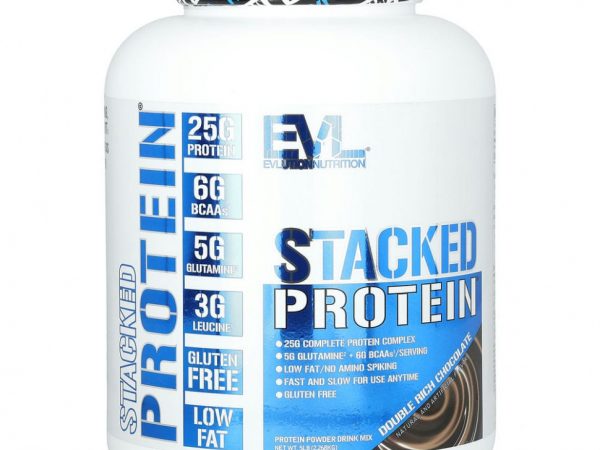 EVLution Nutrition, Stacked Protein, шоколад двойного насыщения, 2268 кг (5 фунтов)