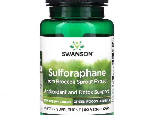 Swanson, Сульфорафан из экстракта ростков брокколи, 400 мкг, 60 растительных капсул
