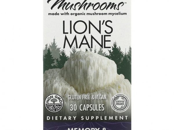 Fungi Perfecti, Ежовик гребенчатый, поддержка памяти и нервной системы, 30 растительных капсул