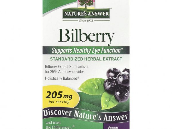 Nature's Answer, черника, стандартизированный экстракт натуральных трав, 205 мг, 90 вегетарианских капсул