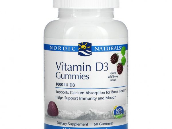 Nordic Naturals, Витамин D3, вкус лесных ягод, 1000 МЕ, 60 жевательных таблеток