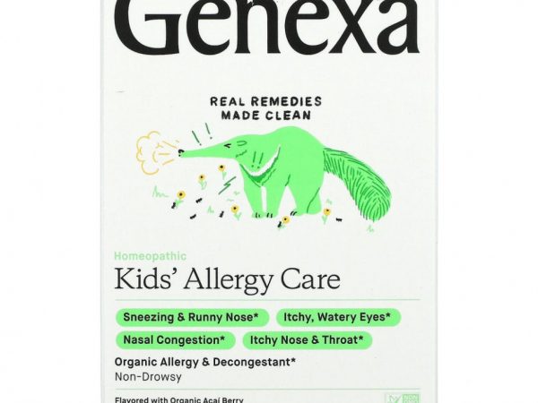 Genexa, Allergy Care, органическое средство от аллергии и отеков для детей, органические ягоды асаи, 60 жевательных таблеток