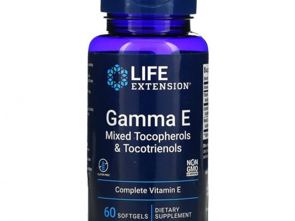Life Extension, Gamma E, смесь токоферолов и токотриенолов, 60 мягких таблеток