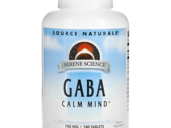 Source Naturals, GABA Calm Mind, ГАМК, 750 мг, 180 таблеток
