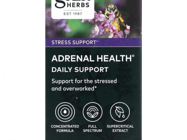 Gaia Herbs, Adrenal Health, ежедневная поддержка, 60 веганских жидких фито-капсул