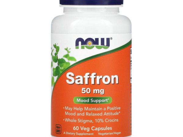 NOW Foods, шафран, 50 мг, 60 вегетарианских капсул