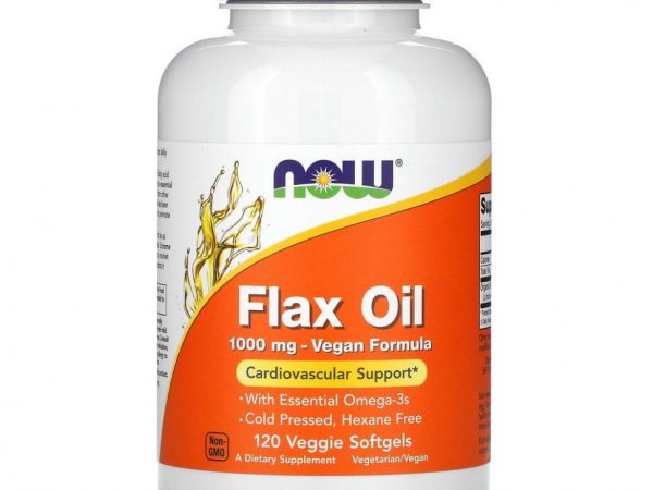 NOW Foods, льняное масло, 1000 мг, 120 растительных капсул