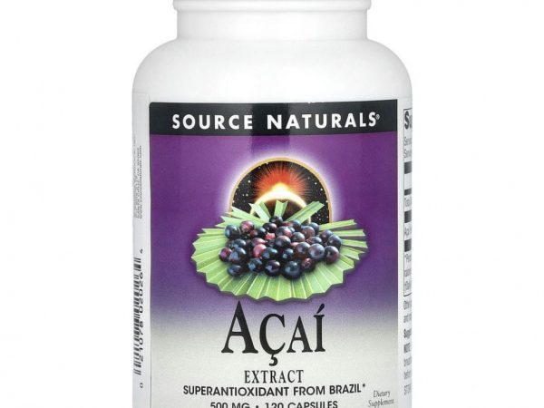 Source Naturals, экстракт асаи, 500 мг, 120 капсул