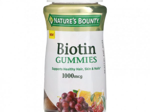 Nature's Bounty, Жевательные мармеладки с биотином, со вкусом винограда, апельсина и вишни, 1000 мкг, 110 жевательных таблеток