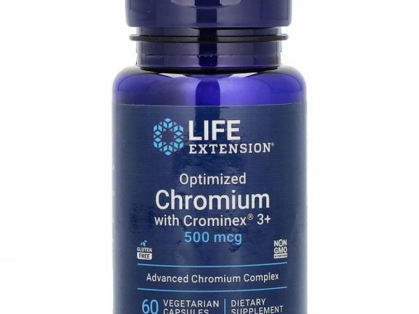 Life Extension, оптимизированный хром с Crominex 3+, 500 мкг, 60 вегетарианских капсул