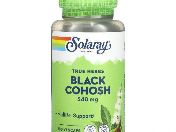 Solaray, True Herbs, черный кохош, 540 мг, 100 растительных капсул