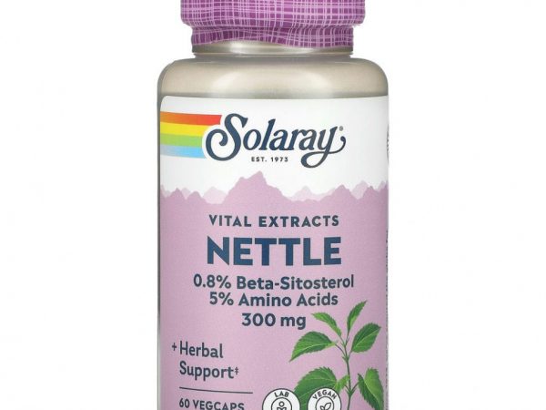 Solaray, Экстракт корня крапивы, 300 мг, 60 капсул с оболочкой из ингредиентов растительного происхождения