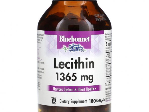 Bluebonnet Nutrition, натуральный лецитин, 1365 мг, 180 мягких желатиновых капсул