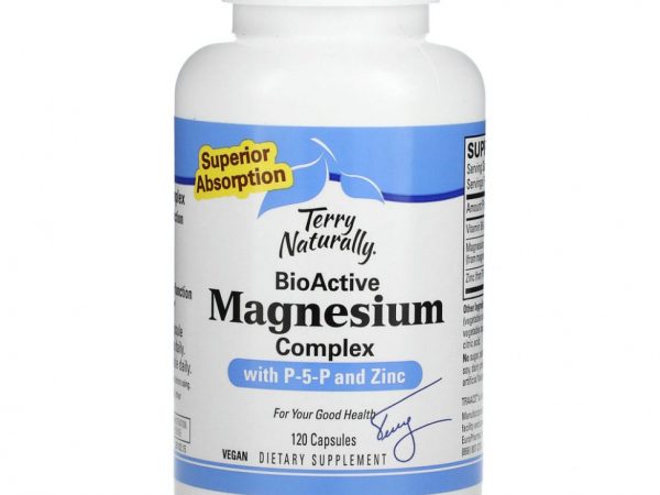 Terry Naturally, Биоактивный магниевый комплекс с P-5-P и цинком, 120 капсул
