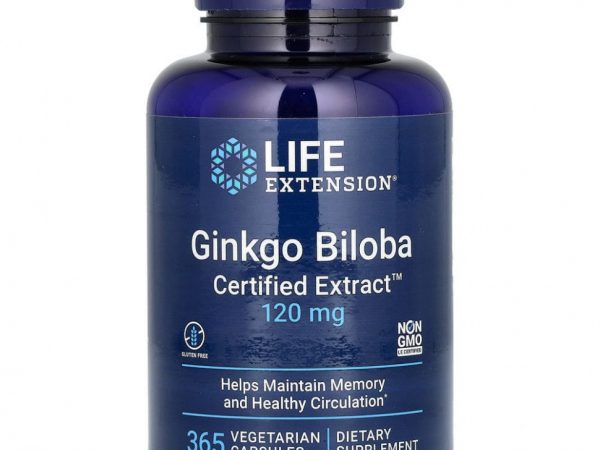 Life Extension, Ginkgo Biloba, Certified Extract, гинкго билоба, сертифицированный экстракт, 120 мг, 365 вегетарианских капсул