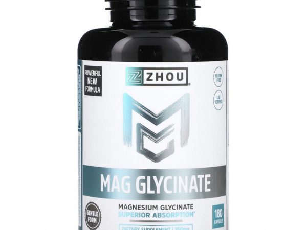Zhou Nutrition, Магний глицинат, 87 мг, 180 капсул